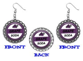 1 Pair of Grape Soda Double Sided Flat Bottle Cap Earrings - £10.65 GBP