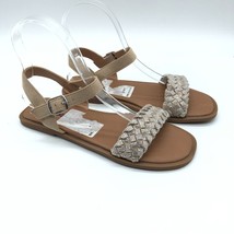 Steve Madden Girls Jnoahh Rhinestone Strappy Sandals Sparkle Open Toe Brown 3 - £15.47 GBP