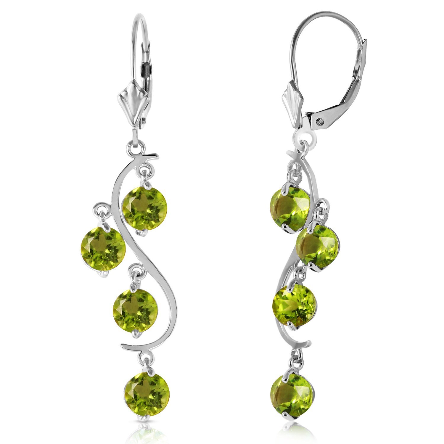 Galaxy Gold GG 4.95 Carat 14k Solid Gold Grape Peridot Earrings (White G... - $485.09