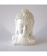 6&quot;x4&quot; White Buddha Head Resin Bust Sculpture Statue Figurine Art Decor - £10.54 GBP