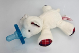 WubbaNub Infant Baby Soothie Pacifier Baby Polar Bear White Red Plaid Plush Toy - $39.59