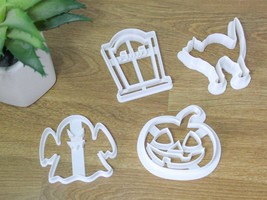 Set of Halloween Cookie Cutters | 1) Ghost 2) Cat 3) Gravestone 4)Jack-o... - £9.41 GBP