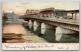 Boston Mass Charlestown Bridge And Elevated Railway Massachusetts Postcard L29 - £5.55 GBP