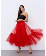 EXCLUSIVE RED TULLE SKIRT. LENGTH 80 CM.  Any size and color. SO TRENDY ! - $62.00+