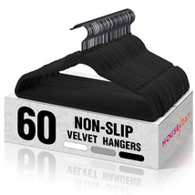 Black Velvet Hangers 60 Pack, Velvet Clothes Hangers Non Slip Felt Hangers, Heav - £51.40 GBP
