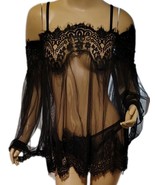 New Lace Sexy Lingerie Set Sleepwear Nightwear  Babydoll &amp; Panties Black XL - $166.26 MXN