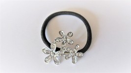 Crystal triple flower shaped hair tie pony tail holder scrunchie - £6.35 GBP