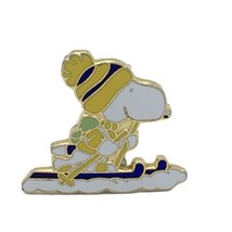 PEANUTS Snoopy skier enamel metal pin - ski resort sports lapel hat safe... - £7.84 GBP