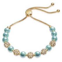 Charter Club Pave and Imitation Pearl Slider Bracelet - £6.88 GBP