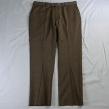 Roundtree &amp; Yorke 38 x 32 Brown Glenn Plaid Travel Smart Wool Dress Mens Pants - £19.97 GBP