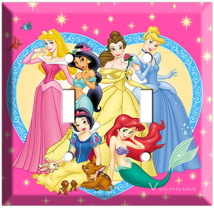 disney princesses double light switch plate cinderella snow white aurora belle