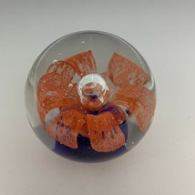 VINTAGE Handmade Paperweight Crystal Ball Flower Drop Glass Orb Globe Gift KG - £19.71 GBP