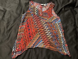 Cato Woman Sleeveless Tank Top Size 22/24W Multicolor Zigzag Boho Festiv... - $13.95