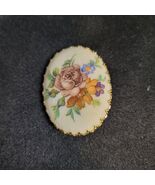 Vintage West Germany Sugar Frosted Floral Gold Tone Brooch Sugared Excel... - $22.56