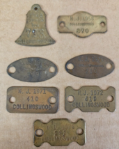 7pc lot Vtg 1940s 1970s Dog Tag License Tax Collingswood  New Jersey Antique - £123.53 GBP