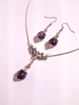 Amethyst silver Victorian earrings Boho earrings Bohemian Earrings Antiq... - $73.24 CAD