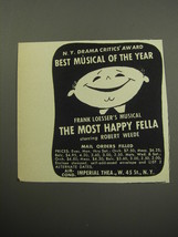 1957 The Most happy Fella Play Ad - N.Y. drama critics&#39; award best musical - £13.88 GBP