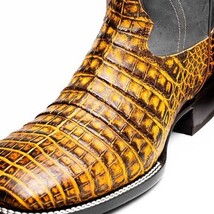 TUCSON Genuine Caiman Belly Skin Cowboy Boot from the Western CollectionMustard image 10