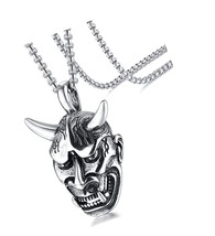 Horn Skull Pendant Necklace for Men Boys,Stainless - $51.49