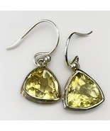 925 Sterling Silver Dangle Earrings -Natural Lemon Citrine Drop Faceted ... - $46.79