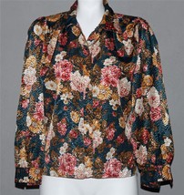 VTG Notations Shimmery Spots Shabby Floral Button Front Blouse Wm&#39;s 12 (M-L) EXC - £16.23 GBP