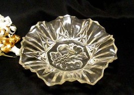 2059 Antique Federal Pioneer Fruits Clear Glass Candy Bowl  - $9.00