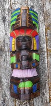 Hand Carved Wood Totem Painted Figure 17 Inches Tall Aztec or Maya Tribal Style  - £35.39 GBP