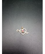 Rare Vintage Carl-Art Inc 1/20 Kt 14k Gold Heart Ruby Pendant Charm Gf On Loop - $182.86