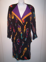 P&amp;M U.S.A. Multi Color 2 piece Skirt Suit Sz L 100% Rayon EUC - £23.94 GBP