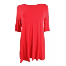 Alfani Women Plus 1X Chinese Red Scoop Neck Swing Half Sleeve Tunic Top NWT BA45 - $33.31