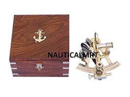 NauticalMart Captain&#39;s Marine Brass Sextant with Rosewood Box - £151.07 GBP