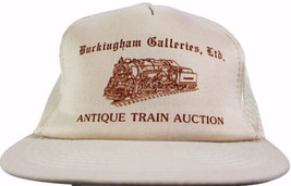 Vtg 80s Buckingham Galleries Antique Model Train Auction Cap Mesh Trucker Hat - £11.62 GBP