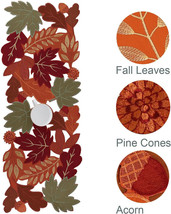 Fall Leaves Table Runner Embroidered Thanksgiving Table Runner 36 inches Long - £9.68 GBP