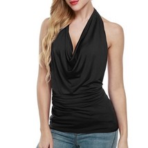 Fashion Backless Tops  Sleeveless Hanging Neck T Blouse For Woman Summer Blouse  - £28.32 GBP