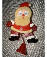 Vintage Santa Claus Pull String Moving And Working Arms &amp; Legs Pinback B... - €17,07 EUR