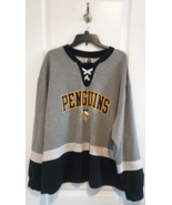 NHL Pittsburgh Penguins Lace Up Pullover Sweatshirt Hoodie Mens 2XL Gray - £15.67 GBP