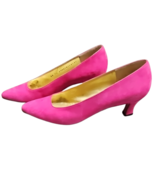 Vintage Bruno Magli Pink Suede 2&quot; Kitten Heel Size 7 1/2 AA Hot Pink! - $98.99
