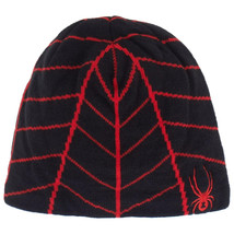 NEW Spyder Toddler Boys Logo Stripe Beanie Hat Fleece Lined Black/Red Boys 2-5yo - £11.66 GBP