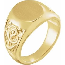 Authenticity Guarantee 
14K Yellow Gold Scroll Signet Ring - £1,956.64 GBP+