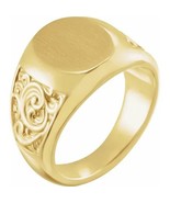 Authenticity Guarantee 
14K Yellow Gold Scroll Signet Ring - £1,967.83 GBP+