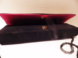 Nina Evening Bag Clutch Gold Glitter &amp; Black Pink Lining Beaded Strap - £18.82 GBP