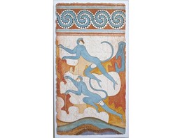 Blue Monkeys Fresco Akrotiri 17th Century Thira Santorini Museum Copy Painting - £162.48 GBP