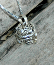 Locket necklace, sterling silver, silver locket necklace, small silver b... - $34.99