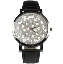 Cute cats pattern wristwatch. Classy &amp; stylish watch. Black or brown strap - £25.80 GBP