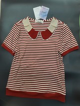 Amxleh Short sleeve stripe Red/white blouse T-shirt - $313.10 MXN