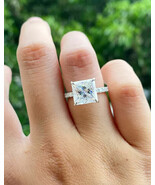 3 Ct Princess Cut Lab-Created Diamond Ring 14k White Gold Plated - $163.26 CAD