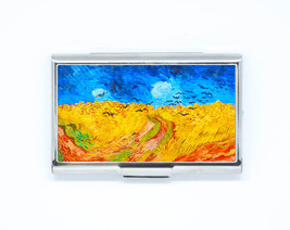 Business &amp; Credit Card Case paint Van Gogh FIELD with crow Steel Pocket Box - $15.90