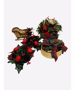 Christmas Holly and Berry Centerpieces Vinaage - £15.64 GBP