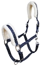 Horse Nylon Navy Diamond Fleece Lined Comfort Adjustable Halter 606SE11-F - $19.79