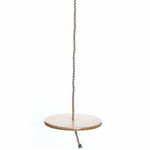 Wooden Round Disc Plate Swing Seat with Hanging Rope Wood - £36.79 GBP